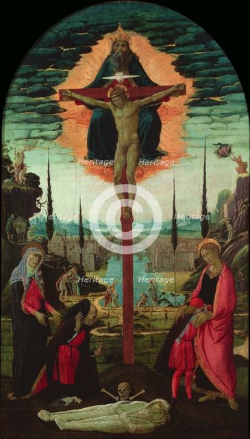 Altarpiece: the Trinity, the Virgin, Saint John and Donors, c. 1480. Artist: Jacopo del Sellaio (1442-1493)