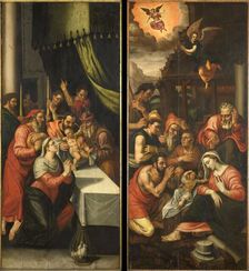 Altarpiece Wing with the Circumcision. On the outside are John the Baptist with the Lamb of God, c.1 Creator: Anon