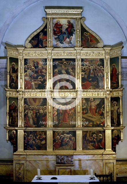 Altarpiece with scenes from the mysteries of the Rosary, located in the chapel of the Santisimo... Creator: Pere Nunyes.