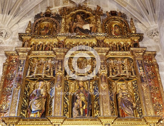 Altarpiece of the Chapel of St Peter and St Paul, Santiago Church, Betanzos, Galicia, Spain, 2000.  Creator: LTL.