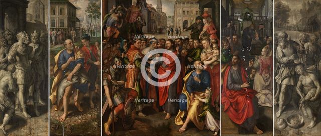 Altarpiece of the Guild of the Minters: the Temple tax, the Tribute money, and The parable... 1601. Creator: Martin de Vos.