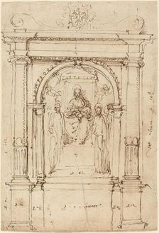 Altarpiece of the Madonna and Child with Saints, in Its Architectural Setting, 1528/1537. Creator: Perino del Vaga