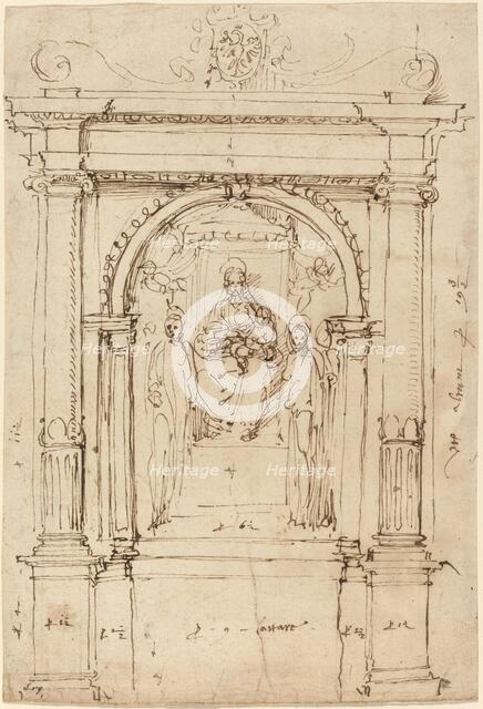 Altarpiece of the Madonna and Child with Saints, in Its Architectural Setting, 1528/1537. Creator: Perino del Vaga.