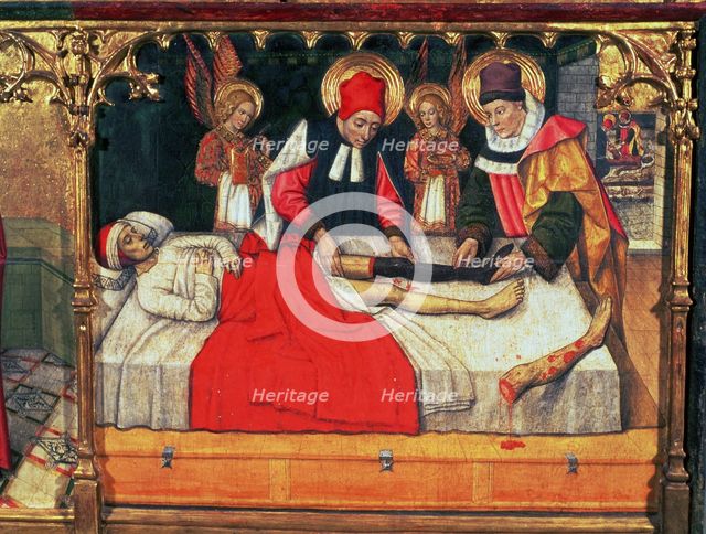 Altarpiece of the Saints Abdon and Senen, detail of the operation of the joint of the leg of an E…