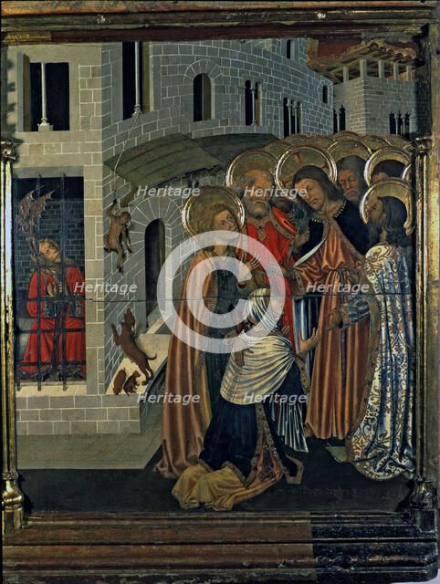 Altarpiece of the Transfiguration, detail 'Healing the possessed' in the Table of the predella, 1…