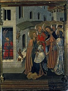 Altarpiece of the Transfiguration, detail Healing the possessed in the Table of the predella, 1…