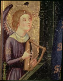 Altarpiece of the Virgin of Abella de la Conca, detail of a musician angel