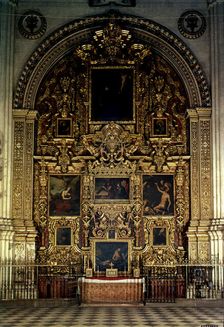 Altarpiece of Jesus Nazareno in the Cathedral of Granada. Designed in 1722 by Marcos Fernandez an…