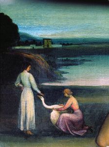 Altarpiece of Love detail of the upper right panel: Jupiter seduces Leda disguised as a swan…