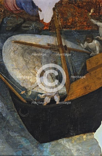 Altarpiece of San Fernando de Claravall, detail of a ship hitting a reef.