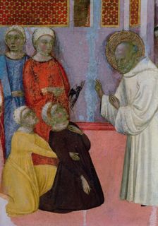 Altarpiece of San Fernando de Claravall, detail of an exorcism from a demonic woman
