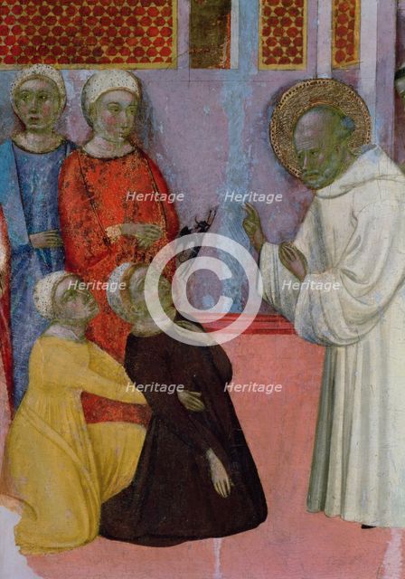 Altarpiece of San Fernando de Claravall, detail of an exorcism from a demonic woman.