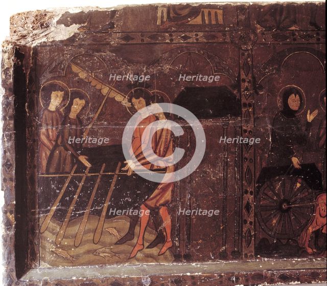 Altarpiece of San Jaime de Frontanyà with miraculous scenes of the pilgrimage to Santiago de Comp…
