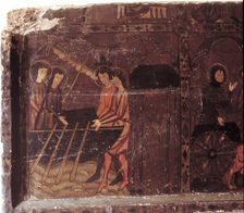 Altarpiece of San Jaime de Frontanyà with miraculous scenes of the pilgrimage to Santiago de Comp…