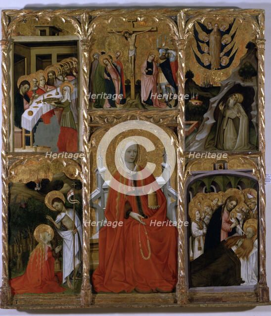  'Altarpiece of Santa Maria Magdalena', colored painting in tempera on wood, representing various…