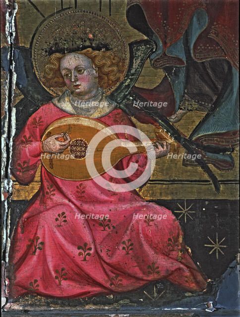 Altarpiece of Santa Maria of Santes Creus, detail of an angel musician.