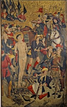 Altarpiece of Saint Vincent of Sarria, detail of Saint Vincent at the stake, by Jaume Huguet