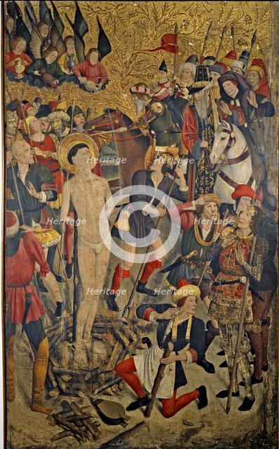 Altarpiece of Saint Vincent of Sarria, detail of Saint Vincent at the stake, by Jaume Huguet.