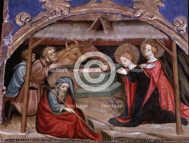Altarpiece of Saint James the Greater, detail of the table of the Nativity, tempera on wood, in t…