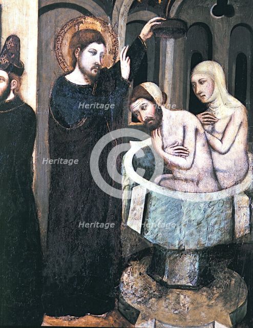  'Altarpiece of Saint Mark', representing the baptism of Jewish converts, work by Arnau Bassa.