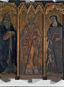 Altarpiece of Saint Nicholas, Saint Claire and Saint Anthony. Central table with the images of sa…