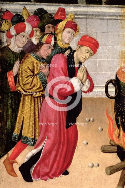 Altarpiece  of Saints Quirze and Julita, detail of a group of converted believers.