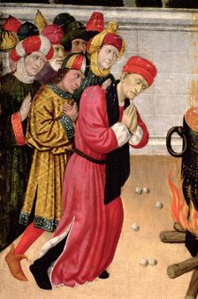 Altarpiece of Saints Quirze and Julita, detail of a group of converted believers