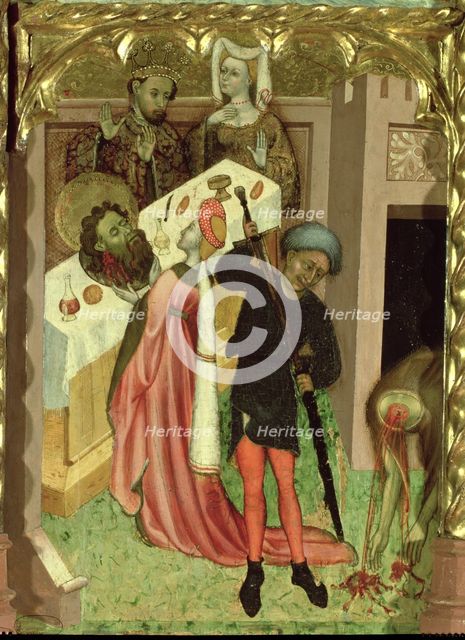 Altarpiece of St John the Baptist. Table of decapitation and delivery of his head to Salome, temp…