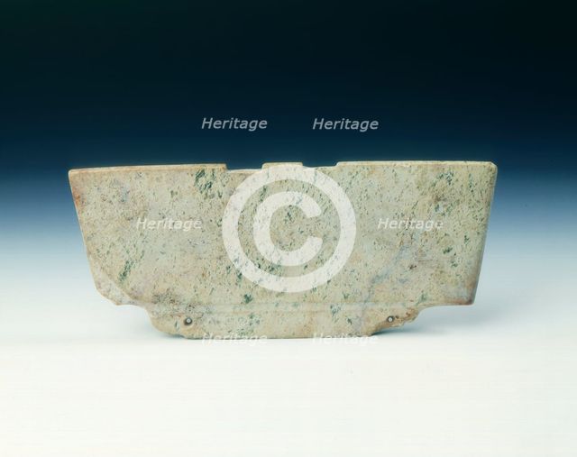 Altered jade stylized bird shaped plaque, neolithic, Liangzhu culture, China, 3400-2250 BC. Creator: Unknown.