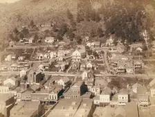 Altitude Part of Deadwood as seen from big flume, showing steps, stairways..., between 1887 and 92. Creator: John C. H. Grabill