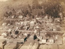 Altitude Part of Deadwood as seen from big flume, showing steps, stairways..., between 1887 and 92. Creator: John C. H. Grabill