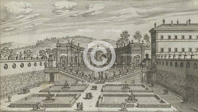 Altra Vedvta in Prospettiva del Teatro et Giardino Contigvo di Mondragone in Fras..., 1691 or after. Creator: Giovanni Battista Falda.