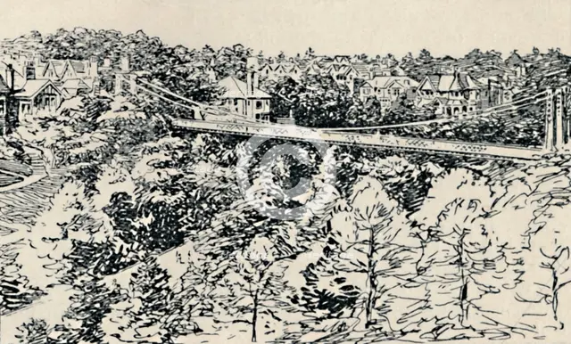 'Alum Chine Suspension Bridge', 1929. Artist: Unknown.