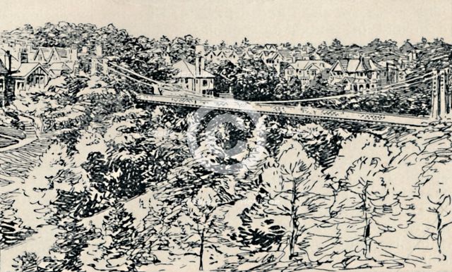 'Alum Chine Suspension Bridge', 1929. Artist: Unknown.