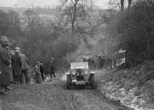 Alvis 12/60 of A Powys-Lybbe competing in the Sunbac Colmore Trial, Gloucestershire, 1933. Artist: Bill Brunell