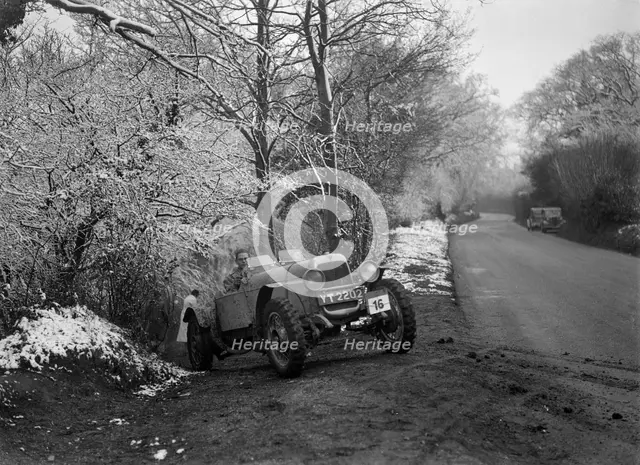 Alvis competing in a motoring trial, late 1930s. Artist: Bill Brunell.