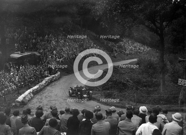 Alvis competing in the Shelsley Walsh Hillclimb, Worcestershire, 1935. Artist: Bill Brunell.