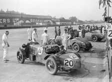 Alvis and Lea-Francis cars at the JCC Double Twelve race, Brooklands, 8/9 May 1931. Artist: Bill Brunell
