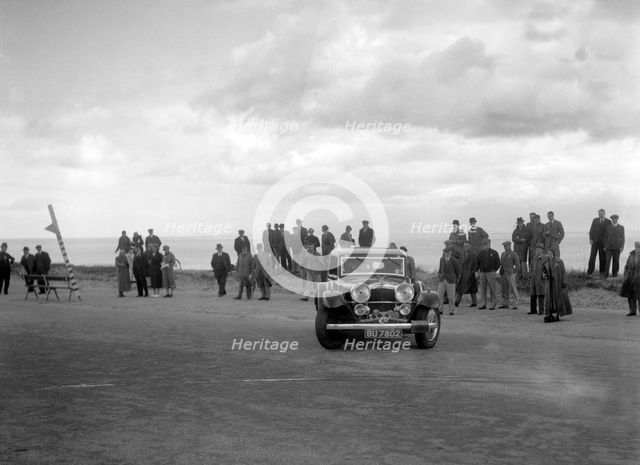 Alvis Speed Twenty saloon competing in the RSAC Scottish Rally, 1934. Artist: Bill Brunell.