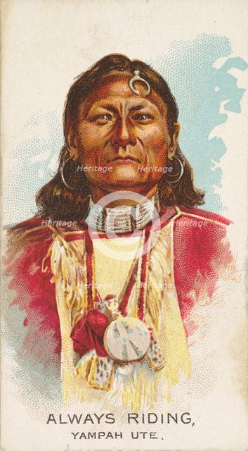 Always Riding, Yampah Ute, from the American Indian Chiefs series (N2) for Allen & Ginter ..., 1888. Creator: Allen & Ginter.