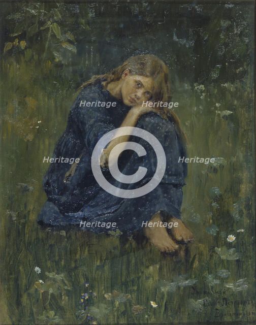 Alyonushka (Study), 1881. Artist: Vasnetsov, Viktor Mikhaylovich (1848-1926)