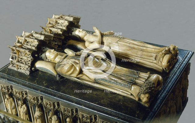 Alabaster tomb of Carlos III the Noble (1387 - 1425) and his wife Leonor, 1416. Creator: Lome, Juan de.