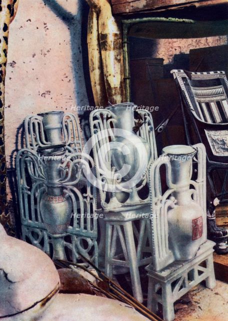 Alabaster vases, Tutankhamun's tomb, Egypt, 1933-1934. Artist: Unknown