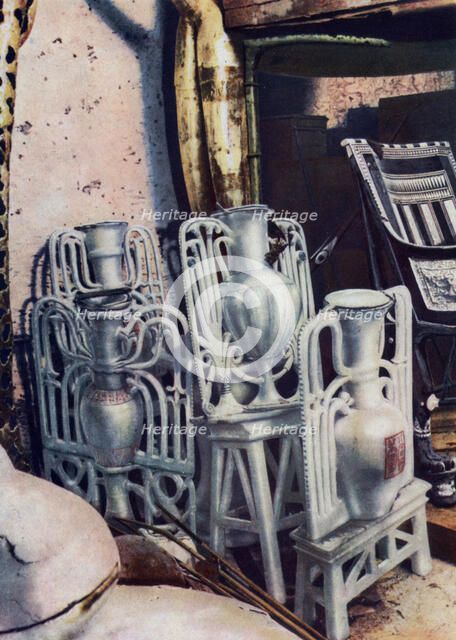 Alabaster vases, Tutankhamun's tomb, Egypt, 1933-1934. Artist: Unknown
