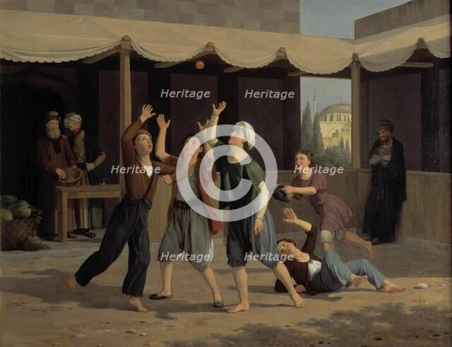 Aladdin makes a grab for the orange, 1831.  Creator: Adam August Müller.