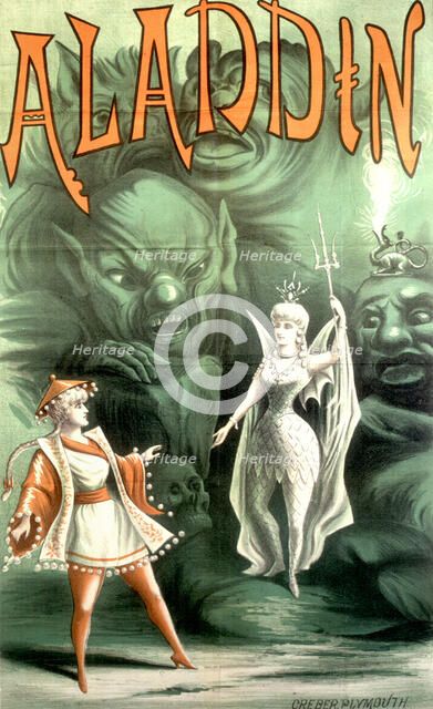 'Aladdin', pantomime poster, 1886. Creator: Unknown.