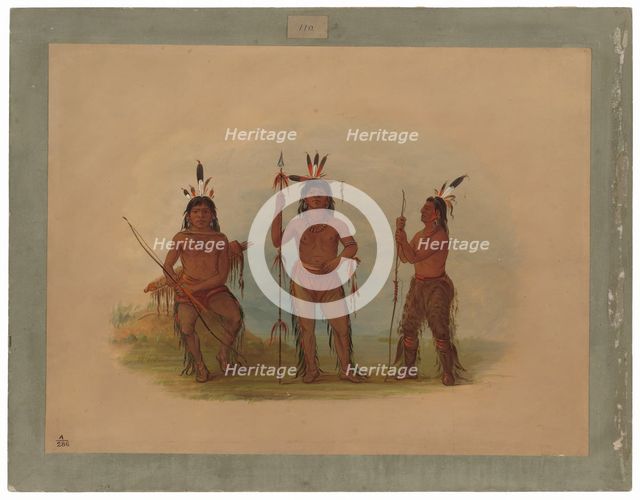 Alaeutian Chief and Two Warriors, 1855/1869. Creator: George Catlin.