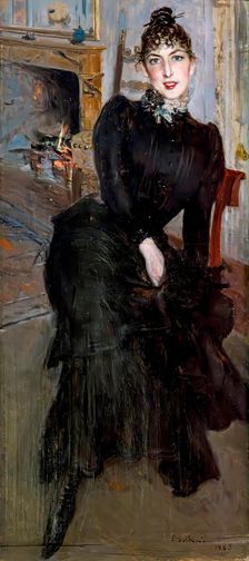 Alaide Banti at the fireplace, 1885. Creator: Boldini, Giovanni (1842-1931)