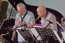 Alan Wakeman, Art Themen, Alan Wakeman Nonet, Watermill Jazz Club, Dorking, Surrey, 2022. Creator: Brian O'Connor
