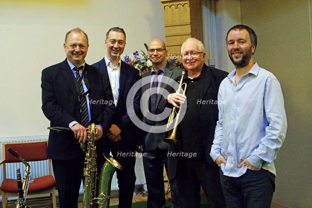 Alan Barnes, Matt Fishwick, Simon Thorpe, Henry Lowther and Frank Harrison, 22nd October 2016. Artist: Brian O'Connor.